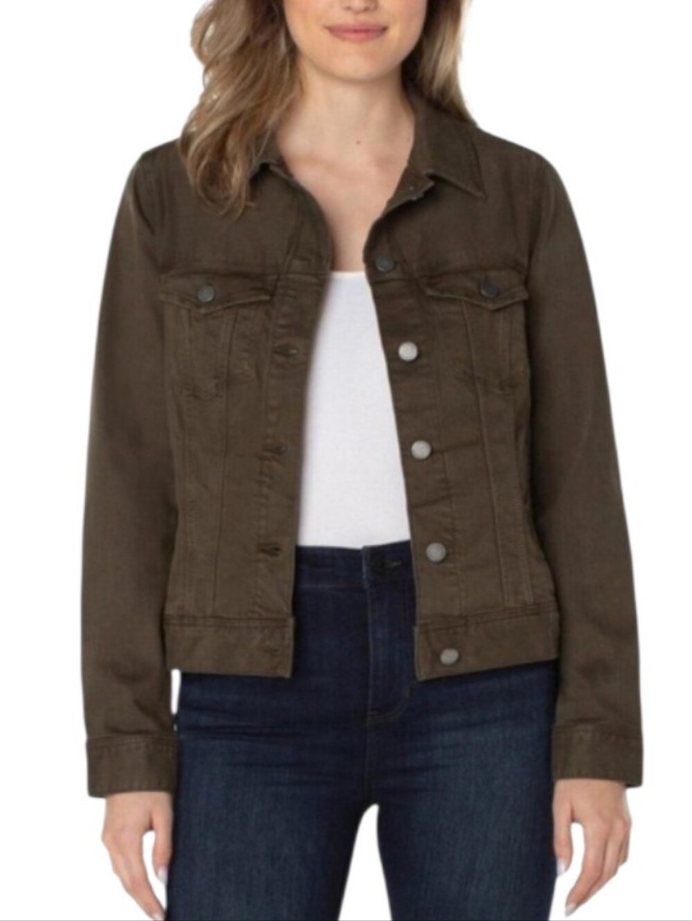 Liverpool Brushed Stretch Denim Trucker Jacket